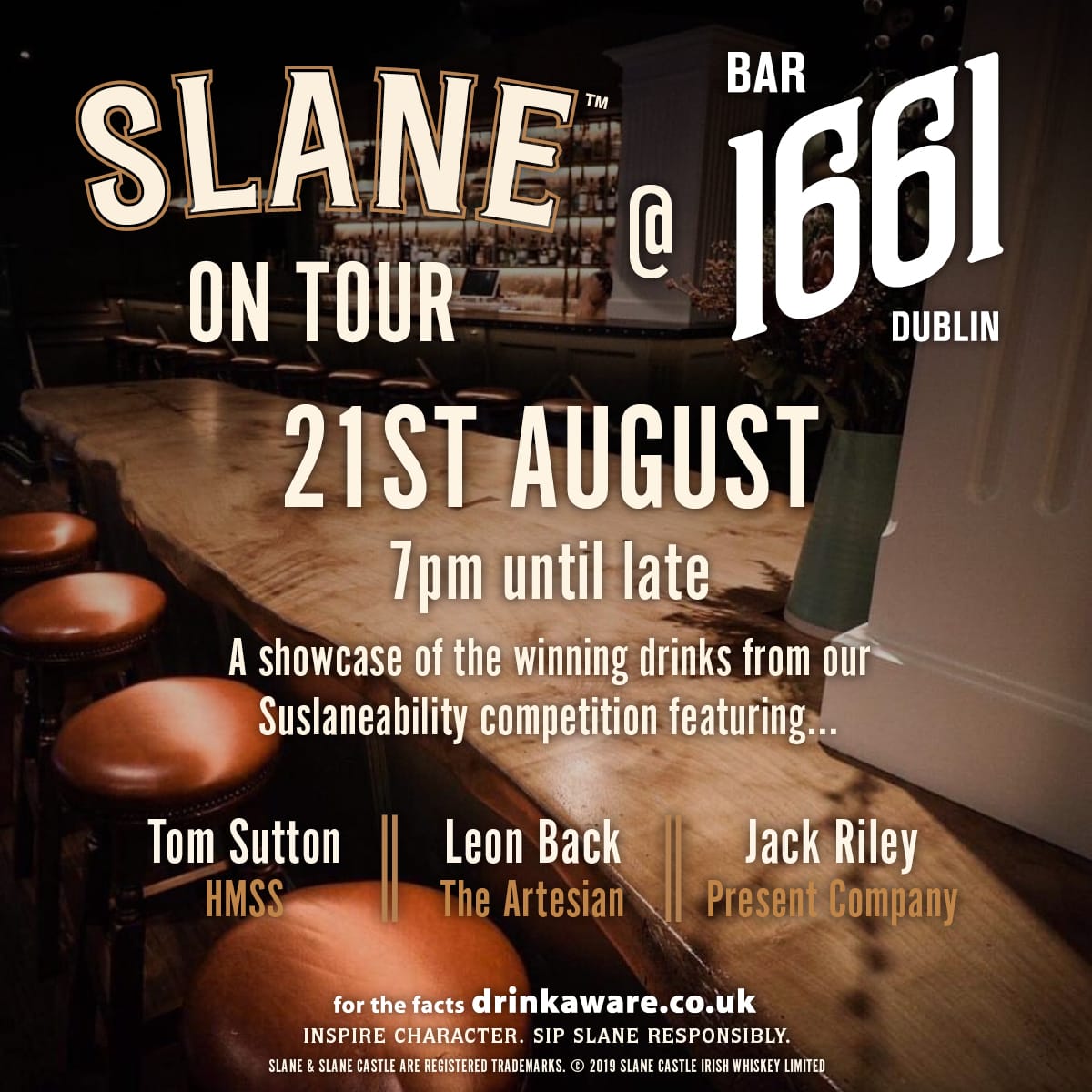 Dublin industry crew, Michael Brown and the <a href="/slanewhiskey/">Slane Whiskey</a> team are having a wee party at <a href="/bar1661/">BAR1661</a> on the 21st! There is an incredable list of guest bartenders and there will be lost of tasty whiskey flowing (Michael loves shots).

#SlaneOnTour #Suslaneability #LadsLadsLads