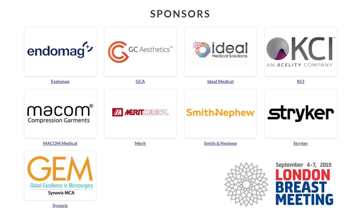 London Breast Meeting (@ldn_bm) on Twitter photo Can you believe there are only 2 weeks until the start of LBM 2019? Can't wait to welcome all of our Sponsors: <a href="/endomag/">Endomag, A Hologic Company</a>, @G_C_Aesthetics, <a href="/ideal_medical/">Ideal Medical Solutions</a>, KCI, <a href="/MACOMMedical/">MACOM</a>, <a href="/MeritMedical/">Merit Medical</a>, <a href="/SmithNephewPLC/">Smith+Nephew</a>, Stryker & Synovis MCA Can you believe there are only 2 weeks until the start of LBM 2019? Can't wait to welcome all of our Sponsors: <a href="/endomag/">Endomag, A Hologic Company</a>, @G_C_Aesthetics, <a href="/ideal_medical/">Ideal Medical Solutions</a>, KCI, <a href="/MACOMMedical/">MACOM</a>, <a href="/MeritMedical/">Merit Medical</a>, <a href="/SmithNephewPLC/">Smith+Nephew</a>, Stryker & Synovis MCA