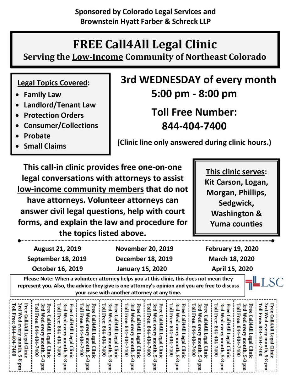 brushcolorado's tweet photo. Each month, free legal consultation is provided for low-income community members in Northeast Colorado... https://t.co/JmxFqbpR60