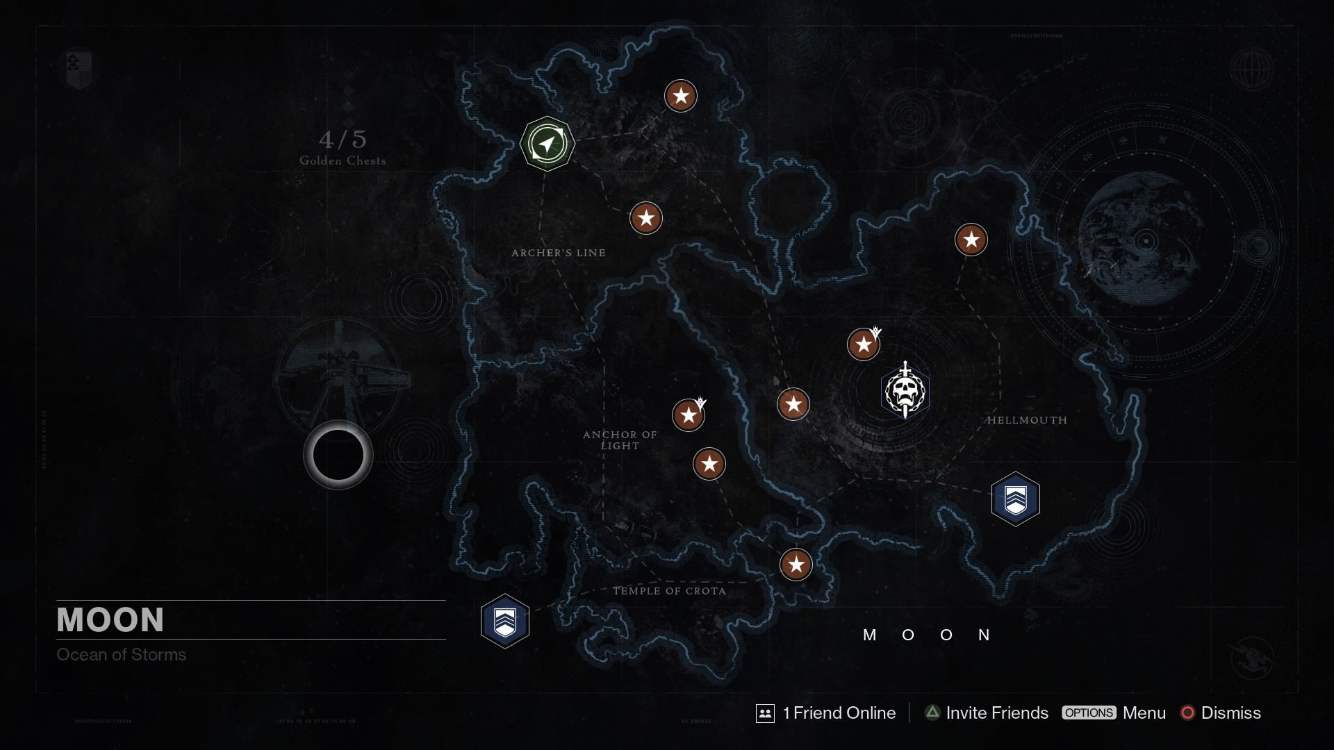 Destiny: All 5 Golden Chests Locations on the Moon (in the Ocean of Storms)  