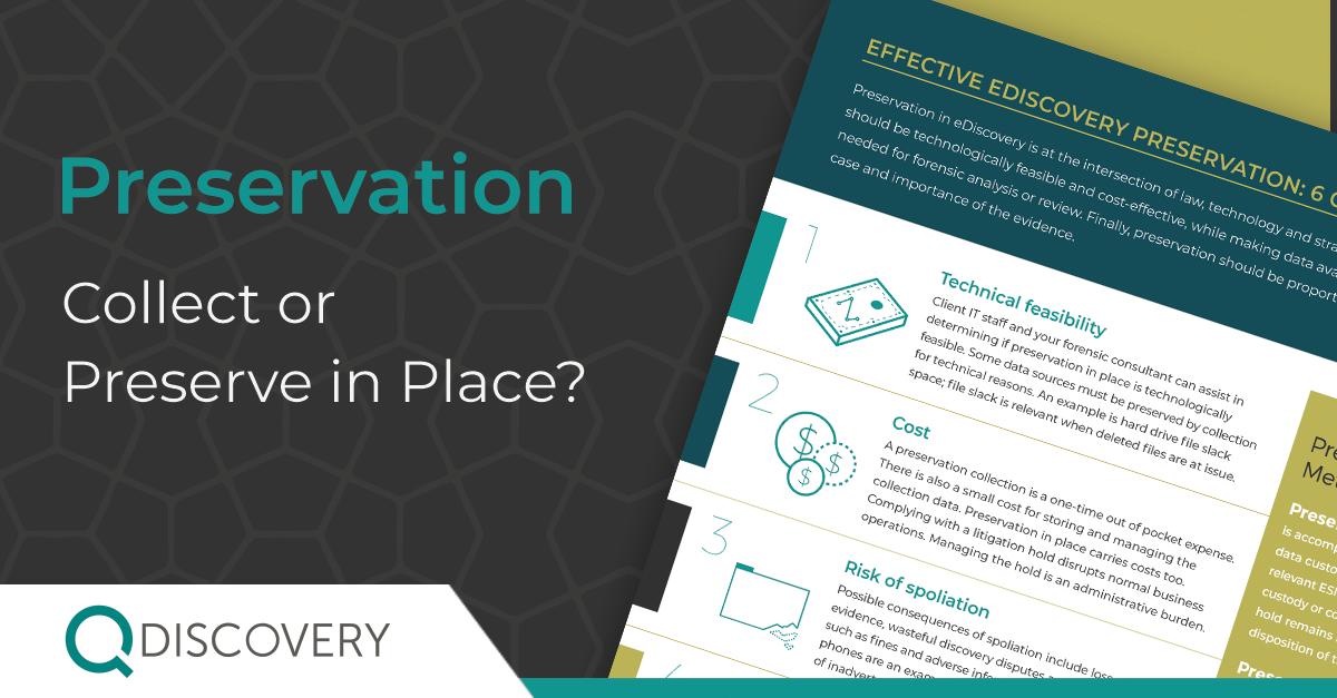 QDiscovery's tweet photo. What's the best method of #eDiscovery #perservation? 
Download our infographic for 6 guiding factors. 
https://t.co/RA9RojDNyF https://t.co/k1ikaFdDyY