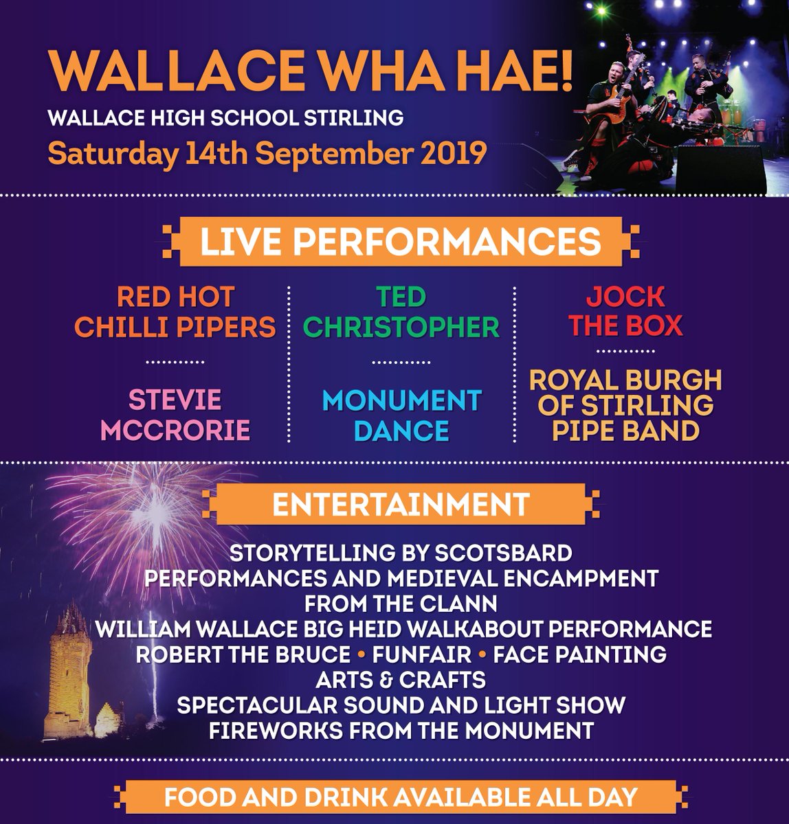 Win 4 FREE tickets to WALLACE WHA HAE!! Simply like and retweet this post! We’d love for you to share this competition with your friends and hashtag #WallaceWhaHae Winner will be announced on Monday 2nd September.
#WallaceMonument #WallaceWhaHae
