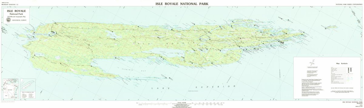 USGSstore's tweet photo. It's #FreeMapMonday! Retweet and follow us for a chance to win the map of Isle Royale National Park, MI! Isle Royale is one of the least visited National Parks at just 25,800 visitors in 2018. 

#USGSStore (U.S. residents only) https://t.co/yiEVuLCeFY