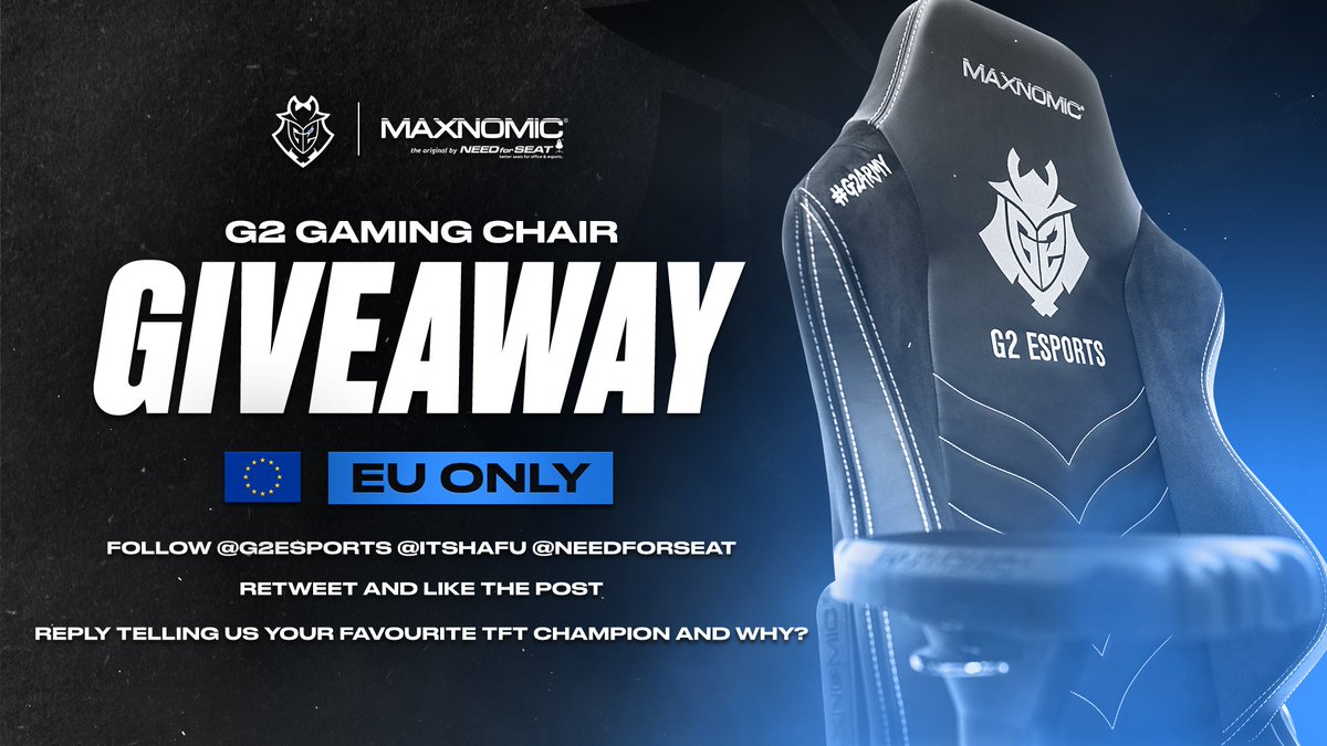 G2esports's tweet image. Every #TFT Champion needs the best items - win one of ours with our G2 Gaming Chair giveaway!

☑️ Follow @G2Esports, @NEEDforSEAT, and @itshafu
☑️ ❤️ and 🔁 this post
☑️ Tell us your favourite TFT champion and why 🤔

We&apos;ll draw our winner on Aug 26th!