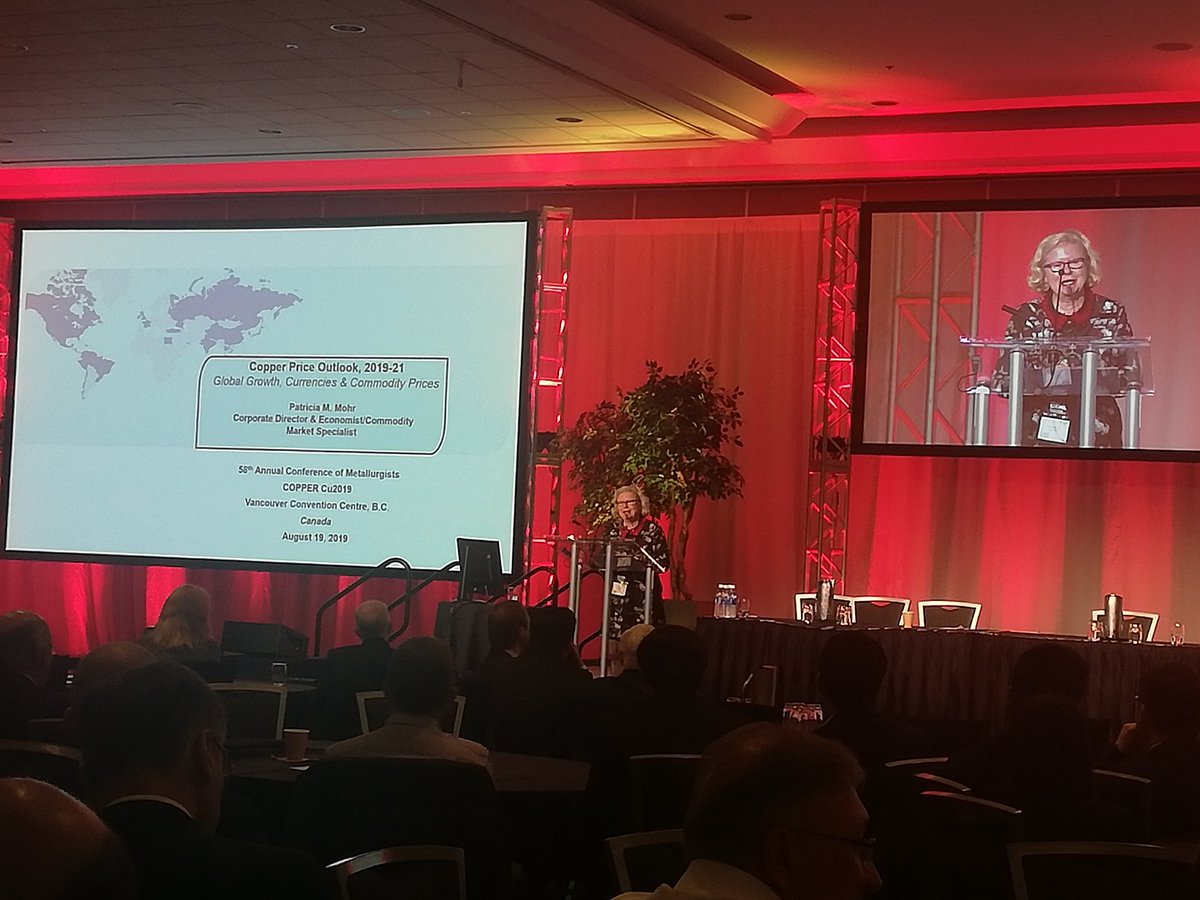 e_mirandas's tweet photo. #Copper2019 Patricia Mohr. Economics fundamentals of the market. No good news for copper price. may go for 2.35 this year. @CIMetSoc @IIMCh @aminerals https://t.co/yC7oO3ty71