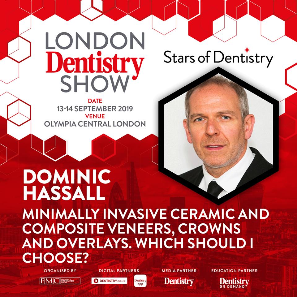 Dominic_Hassall's tweet photo. Join me at this year's London Dentistry Show. I will be talking about "Minimally invasive ceramic and composite veneers, crowns and overlays. Which should I choose?"
Friday 13th September at 11.30am in the Stars of Dentistry zone.
#starsofdentistry
#londondentistryshow https://t.co/RXKZSw4pZx