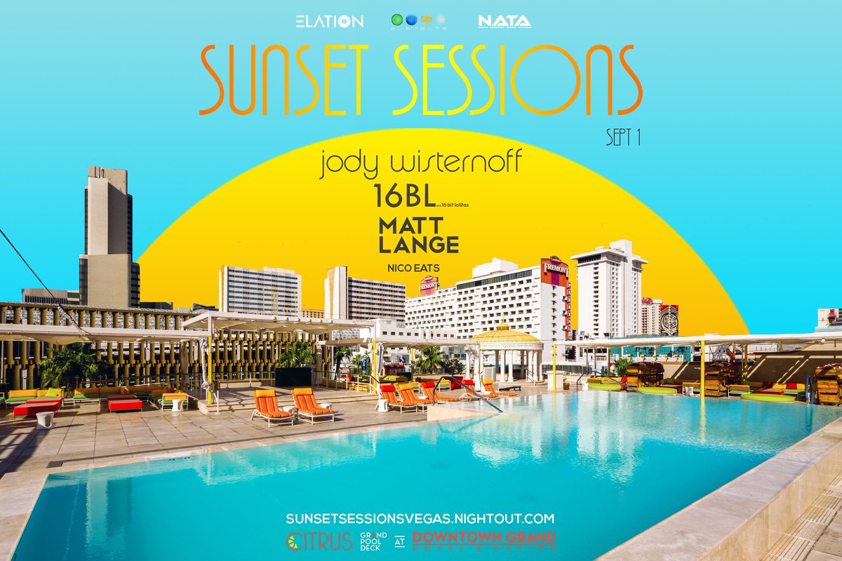 Funkhauslv's tweet photo. Less than 2 weeks until some sunset rooftop Anjuna vibes this Labor Day Weekend at the Downtown Grand Citrus Pool! $25 tickets will sell out this week, grab yours now before price increases to $30! 18+ event #Anjunadeep #Deephouse #Progressivehouse #DTLV

https://t.co/IynLoirnsJ https://t.co/IXbMygUOX6