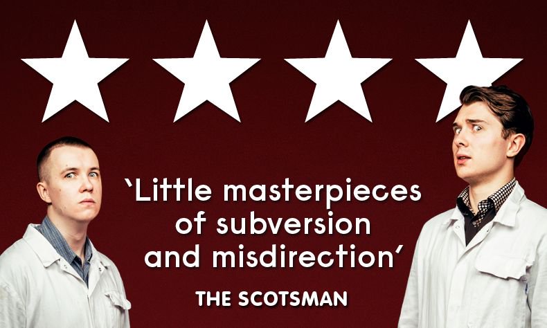 Show_And_Tell's tweet image. Moon's *third* major ★★★★ review of the day: 

@jayirichardson raves about 'Kubrickian painter and decorators' @mooncomedy in this ★★★★ @scotsman_arts review 

9.30, @ThePleasance buff.ly/2P6DJDq