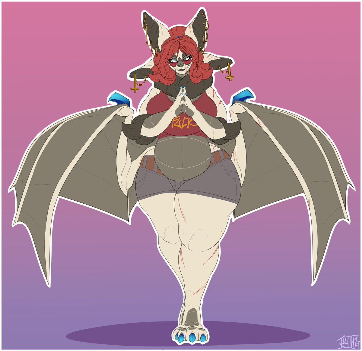 RuthRedmane's tweet image. Ruth but a Bat? Byat Ruth? Drabat? Who knows. All I know is that with ears like that they will hear y&apos;all from miles away.

A little Bat Ruth thing inspired by something @ItsyBatsy did.