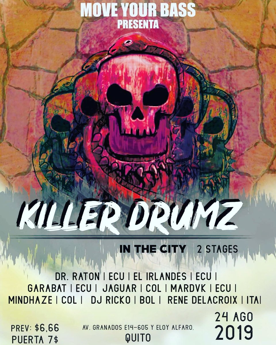 mindhazetrip's tweet photo. Este sábado 24 de Agosto #quito está KillerCity!
#drumnbass #jungle #neurofunk #techstep #technoid #dnb #drumandbass #music #club #junglist #dj #dnbnation #life #bass #dnbmusic #dnbfamily #drumandbassmusic #dnbnation #bassmusic #junglemusic #party  #jumpup #jumpupdnb #ukdnb https://t.co/zgDafDfeKC