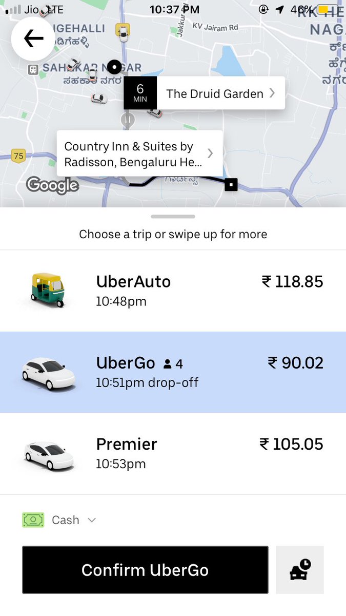 Completehari's tweet image. A ride in an air conditioned car is cheaper than open air auto - happens only in Bangalore 🤘