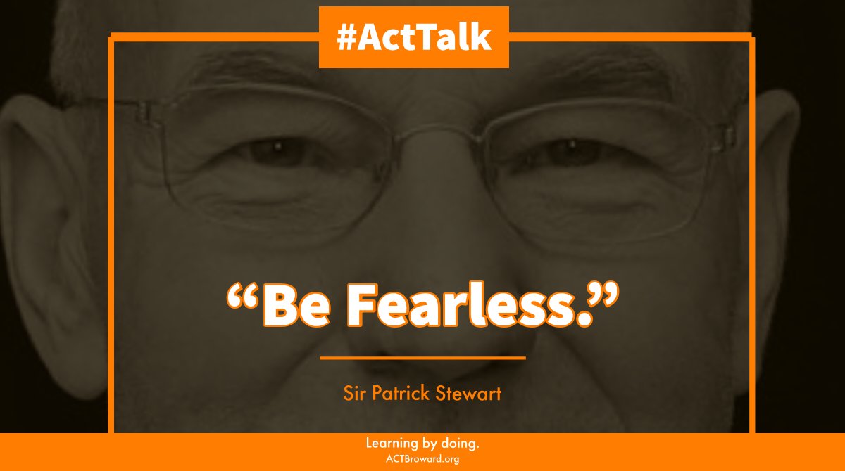 ACTBroward's tweet photo. "Be Fearless." Patrick Stewart
/
Follow us @actbroward
\
/
\
/
\
ACTING QUOTES
#acttalk #actingquotes #actingquote #actorquote #actbroward #learningbydoing #acting #actors #allaboutacting #actor #sirpatrickstewart #patrickstewart #befearless https://t.co/Q8kNOANdNT