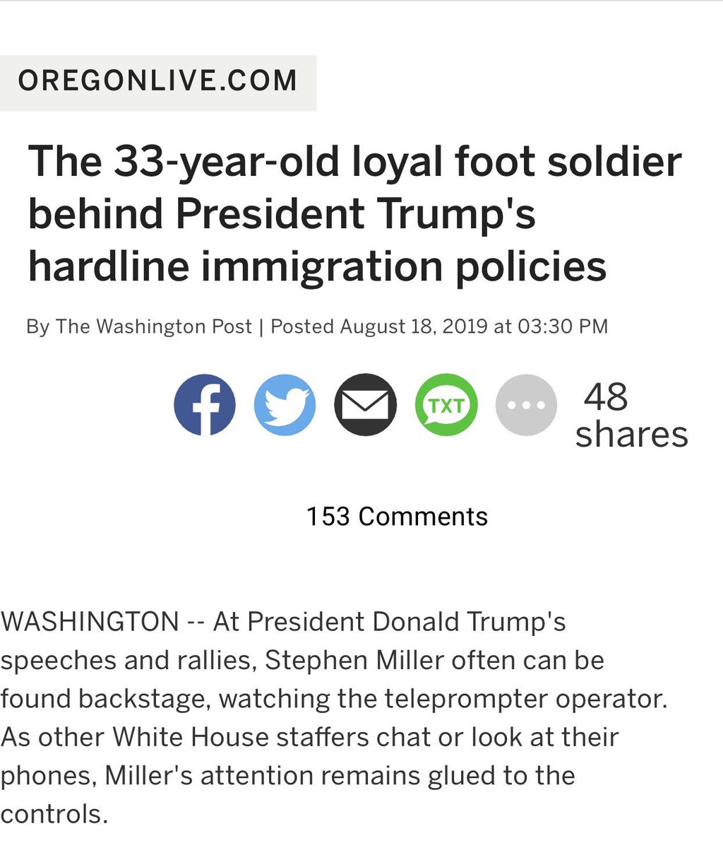 LRBitisnot's tweet photo. I’d like to offer the universe’s biggest and #Bebest fuck you to the editor that crafted this #headline, and every editor that printed it throughout the world.
🤮☠️
“The 33-year-old loyal foot soldier behind President Trump's hardline immigration policies” https://t.co/CD5brhq4n0