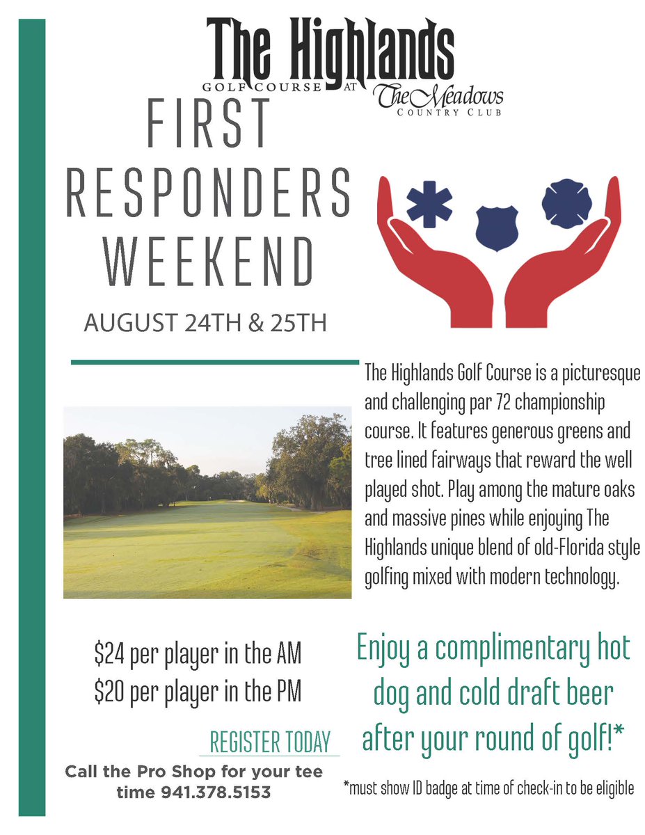 The_Meadows_CC's tweet photo. Join us at first responders weekend at The Meadows Country Club! https://t.co/boXo6OiSDe