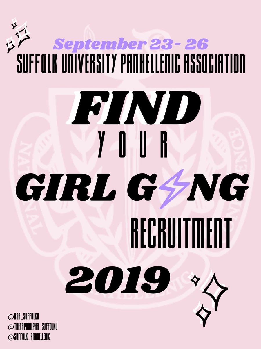 ASA_SuffolkU's tweet photo. #FindYourGirlGang and G O  G R E E K! Sign up for recruitment with the link in our bio! 🙌👯‍♀️ https://t.co/nc6Q2r9mtL