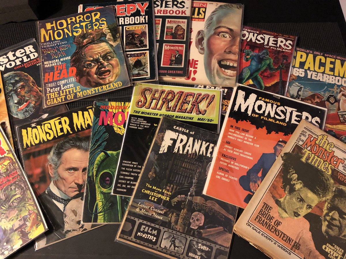 2GTHorror's tweet photo. First generation monster kid John Contini shared a fraction of his “fright mags” collection while recording Monster Magazines...Then And Now for 2GuysTalkingHorror.
Do YOU own any Monster Mags?
https://t.co/CPYBuxHHrp
#MonsterMagazines #ForrestAckerman #BasilGogos #Fangoria https://t.co/HJWuXWXqWq