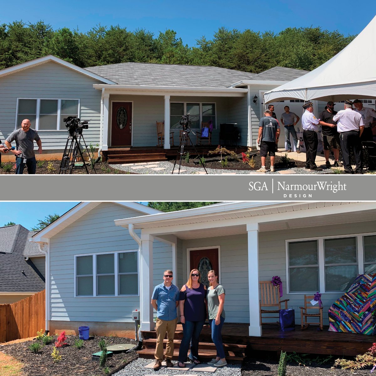 sganwdesign's tweet photo. Mission Complete! We are so proud to have partnered with Purple Heart Homes to provide veterans Ben &amp; Angela Cherico and their family a wonderful new home in Denver, NC. 
#phh #purplehearthomes #partner #volunteer #community #sganwdesign https://t.co/q93sQyp0Xt