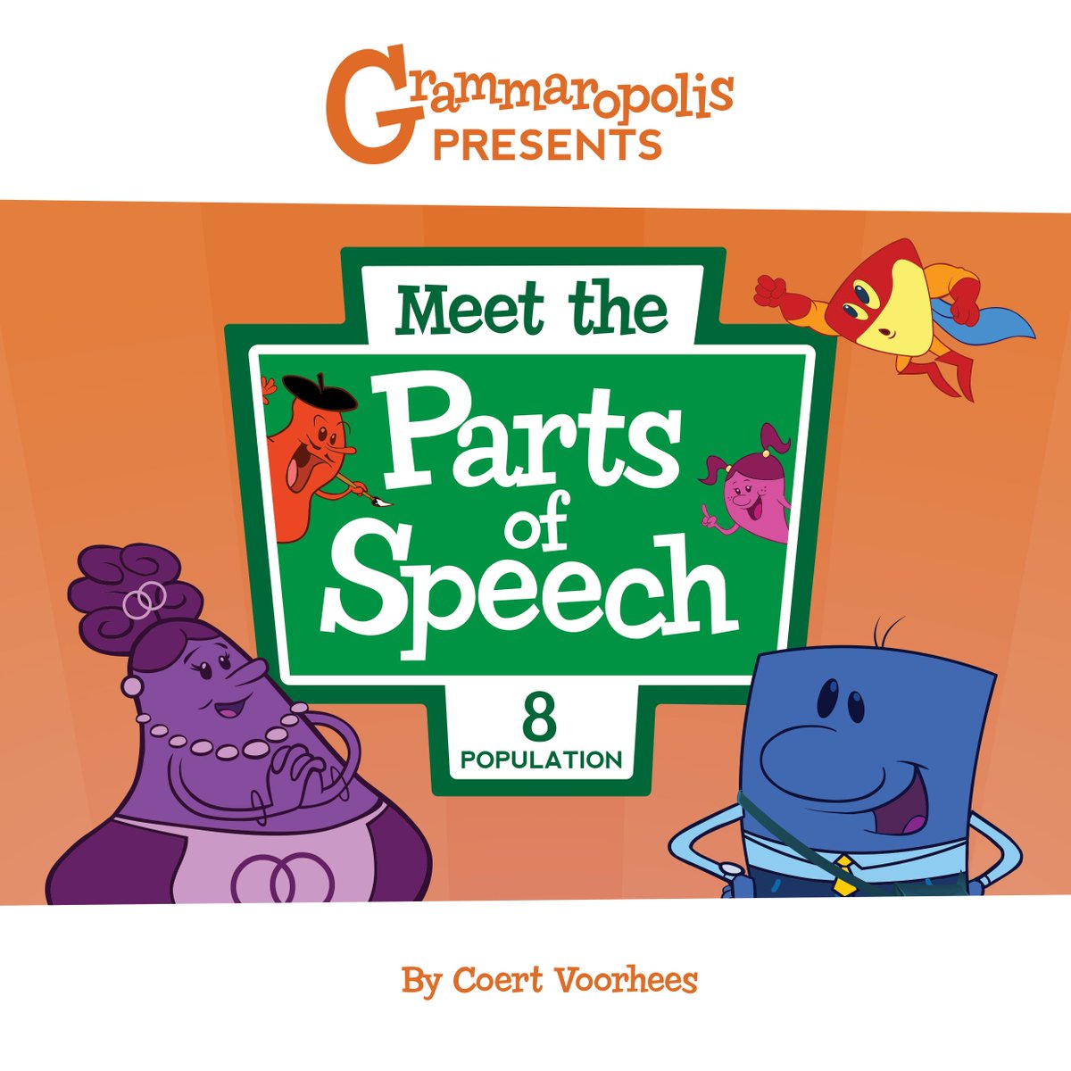 It’s the Meet the Parts of Speech series! Available in print for the first time, this eight-book series stars the parts of speech, who are personified based on the roles they play in the sentence. 

Available on Amazon, IndieBound, and B&amp;N and wherever books are sold!