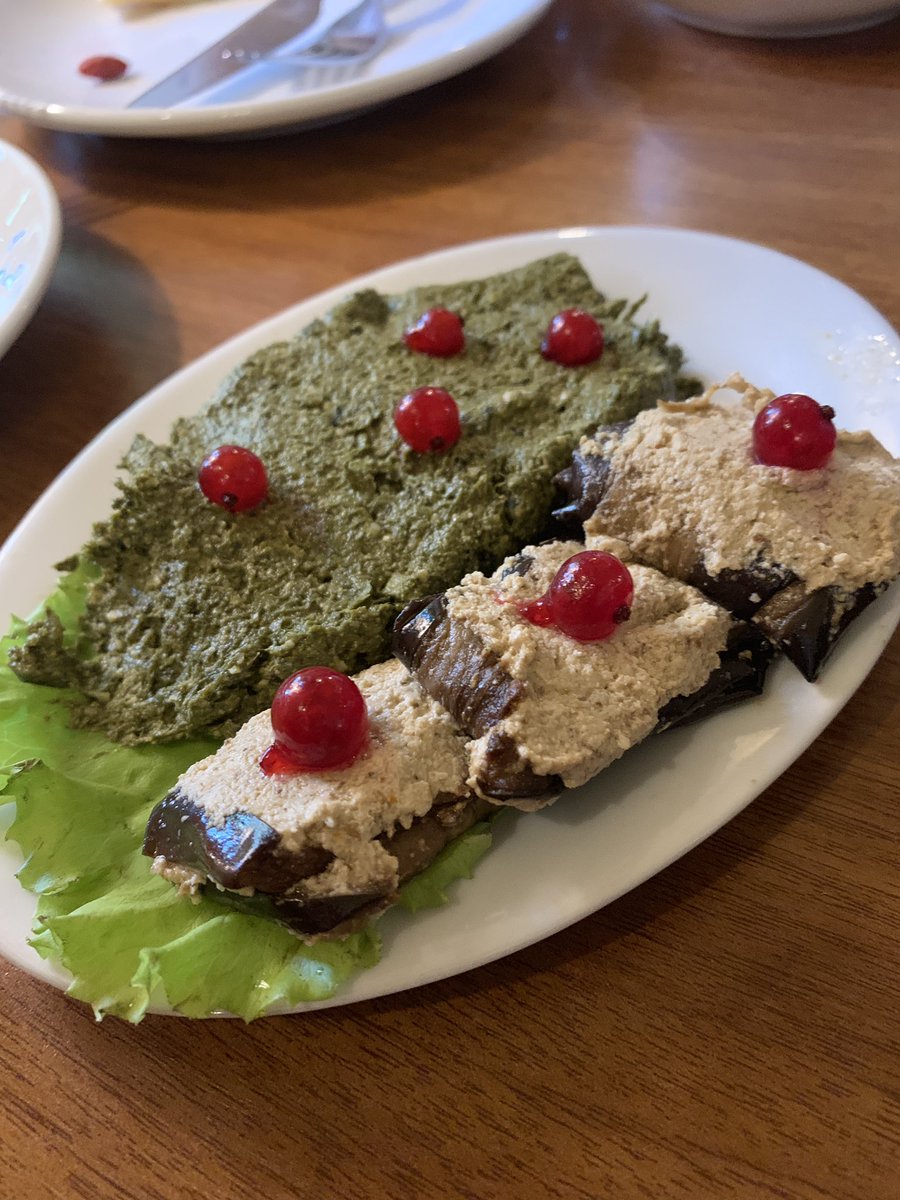 yelmjouie's tweet photo. In Georgia (the country) and marveling at how unique, delicious & complex the cuisine of this tiny country of 3.7 million is. Even if you travel here with a blindfold & just eat for three days, you will have a sublime time. #khinkali #pkhali #khachapuri #SpendYourSummerInGeorgia https://t.co/WkWrAo2XPJ