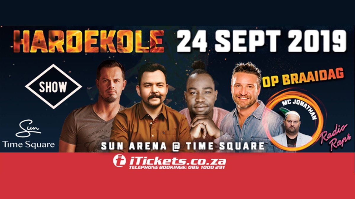 Ek kan letterlik nie meer wag vir my Hardekole show op braaidag nie! Jy kan ook deel wees. As jy nog nie planne het vir braaidag, 24 September nie, kom kyk na een van die beste shows ooit met ons 5 manne! Daar is spit braaie en biertente ens deur die dag ook! Bring die familie!