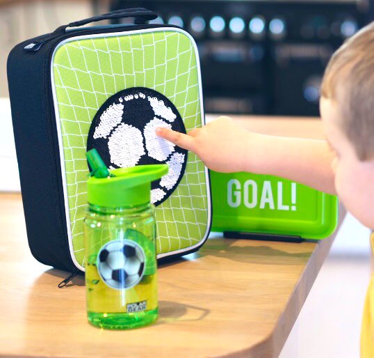 Fuel the fun! ⚽️ Brush sequins are irresistible for boys too. Shop sequin #lunchbags online including unicorns, mermaid, Disney Frozen &amp; LOL Surprise 🌈 #backtoschool #football #lunchideas #kidslunch #packedlunch #lunchbox #kids #children #lunch