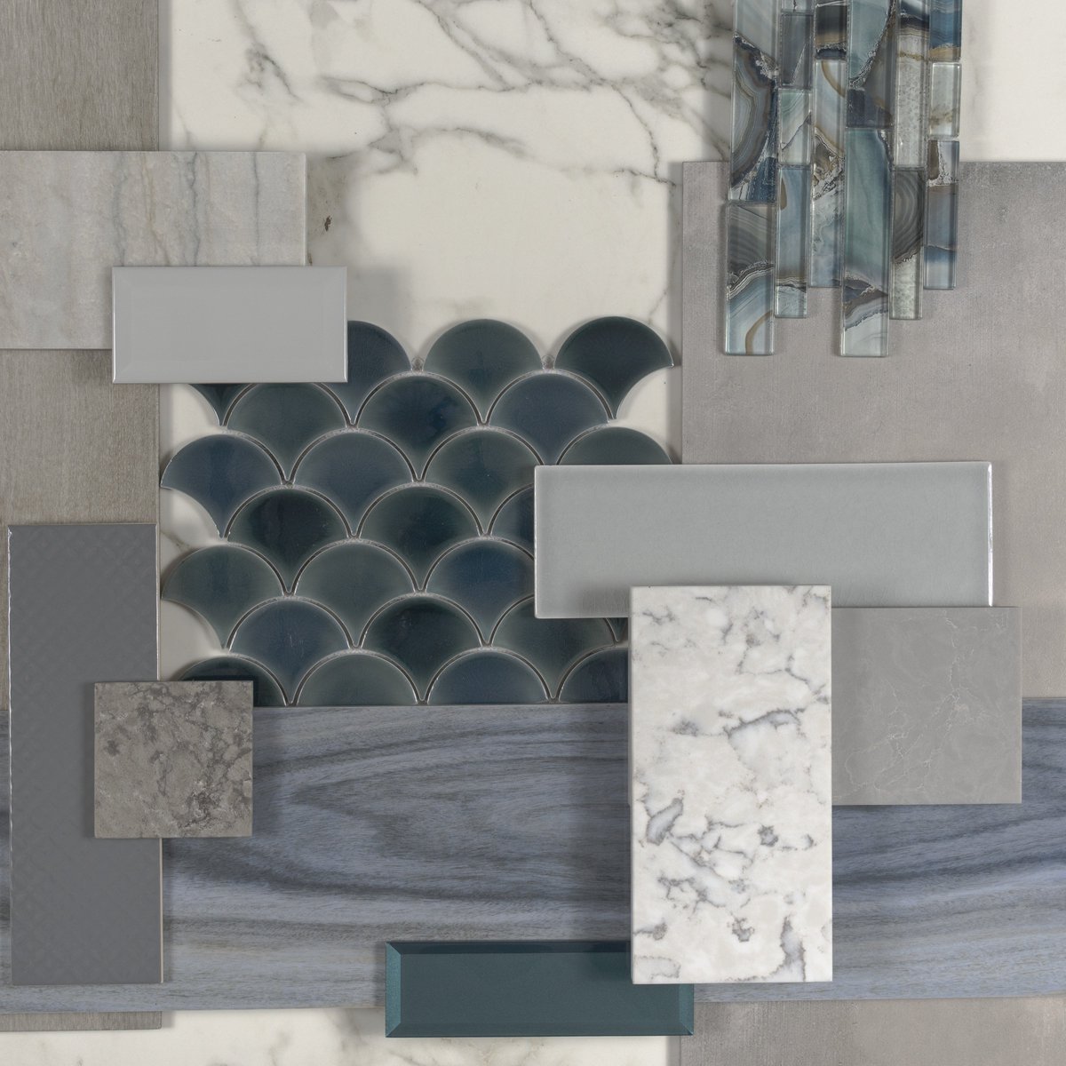Our Moody Blues and grey tile collections give us show stopping shimmering mosaics, to floors that make us feel like we’re floating in the ocean. These tiles will look good on any wall or floor. #msisurfaces #tilefloors #walltile #interiordesign