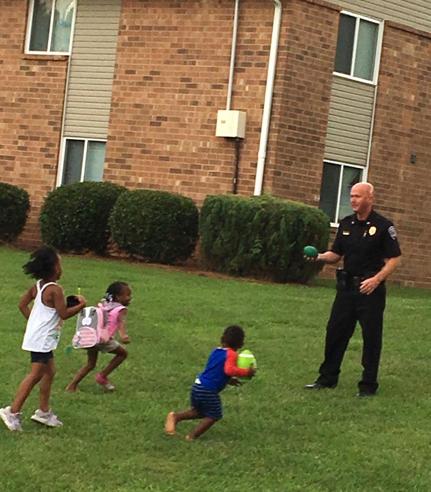 We ❤️ our Eden Police Department and their care for this community, which sometimes means just taking time out to connect. Here are Chief Greg Light and Sgt. Jason Mayes at a cookout at Brownstone Commons in the Draper community on Saturday. 
#edennc #edenpd #community
