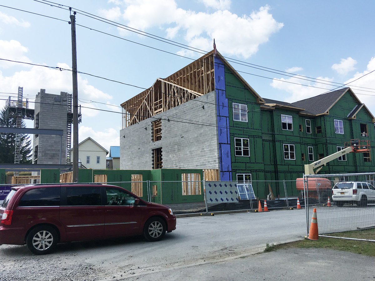 NYSHCR's tweet photo. #ProgressReport HCR Housing Partner @depaul_org is making great progress on La Rosa Villas, 60 units of #affordablehousing for #seniors in LeRoy, New York. July’s projects included framing, installing windows, mechanical, electrical and plumbing rough-ins. #BuildNY https://t.co/oBALhwiRJe