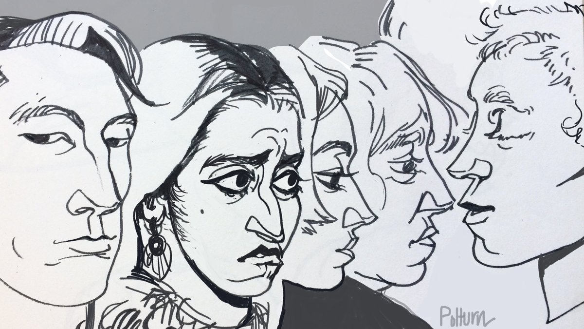 Face practices. 
Also trying to work outlining certain structures into my lines without making it too inorganic. Sometimes it works sometimes it dont.
#drawing #artstyle #sketch #sketchbook #art #Illustration 