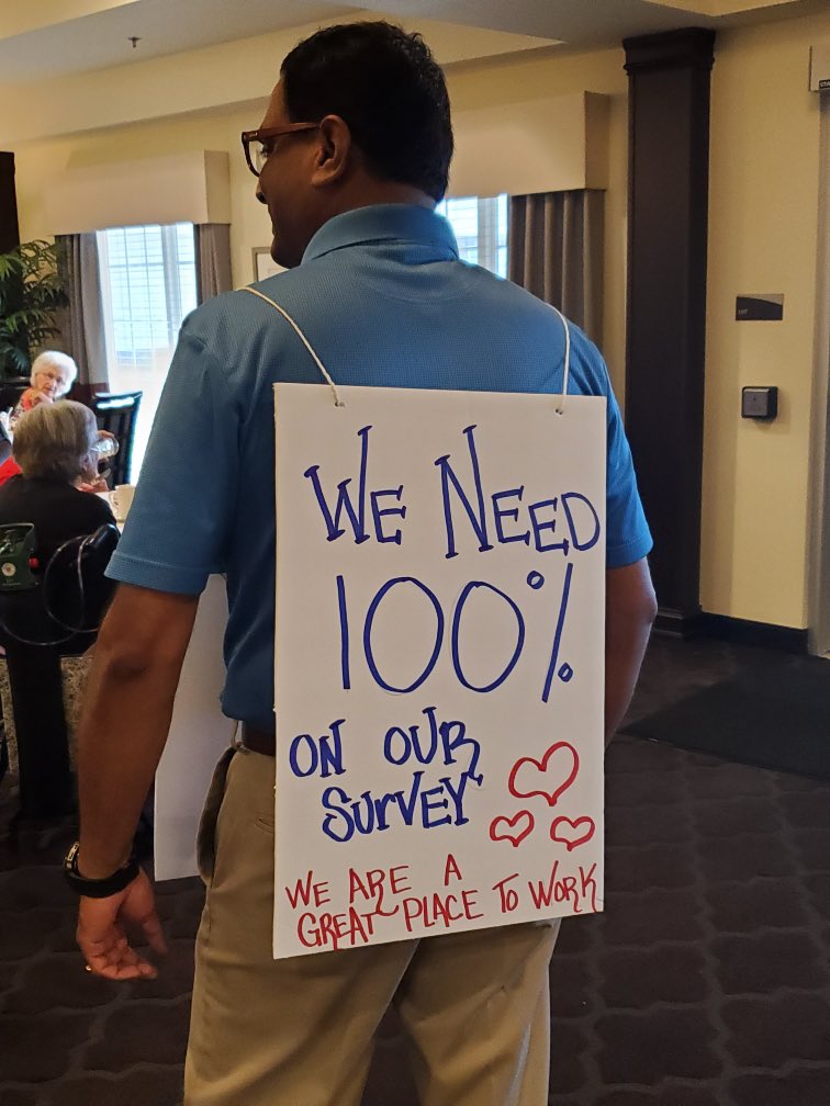 OrchardGroveHC's tweet photo. Take what you do very seriously but not yourself. Something our executive director embraces full heartedly. We have the best team! #gptw #employeesatisfactionsurvery2019 #teamog @trilogyliving https://t.co/nYizb10Vta