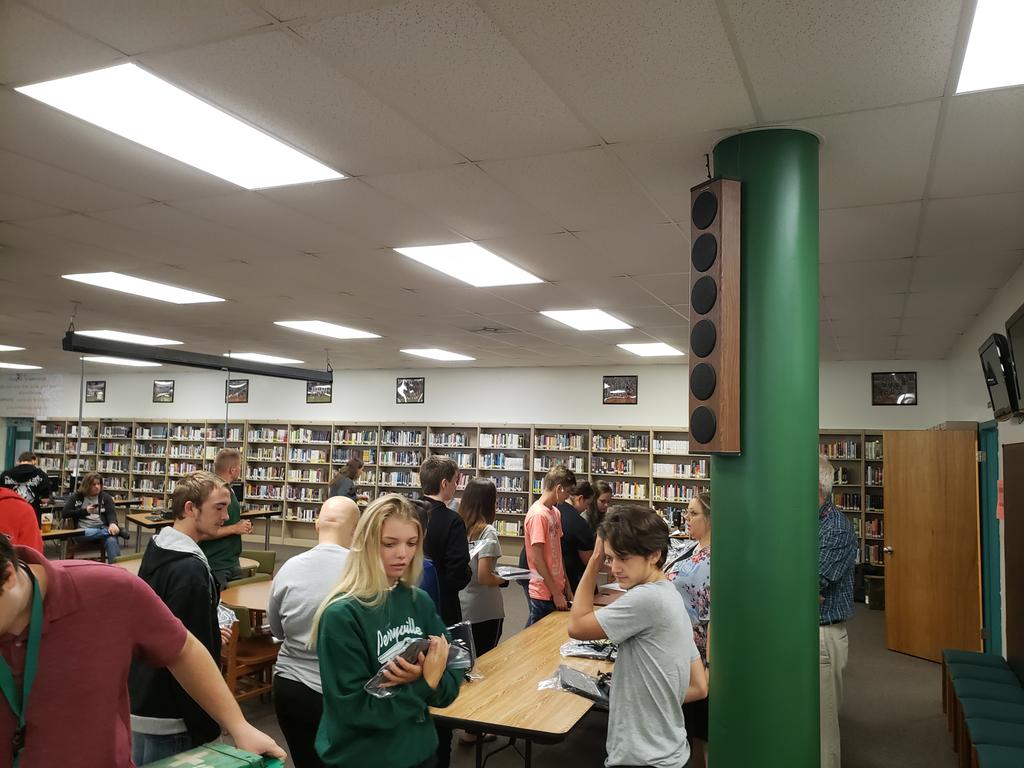 Students getting checking out their Chromebooks for the year. Alot of excitement #gopirates
