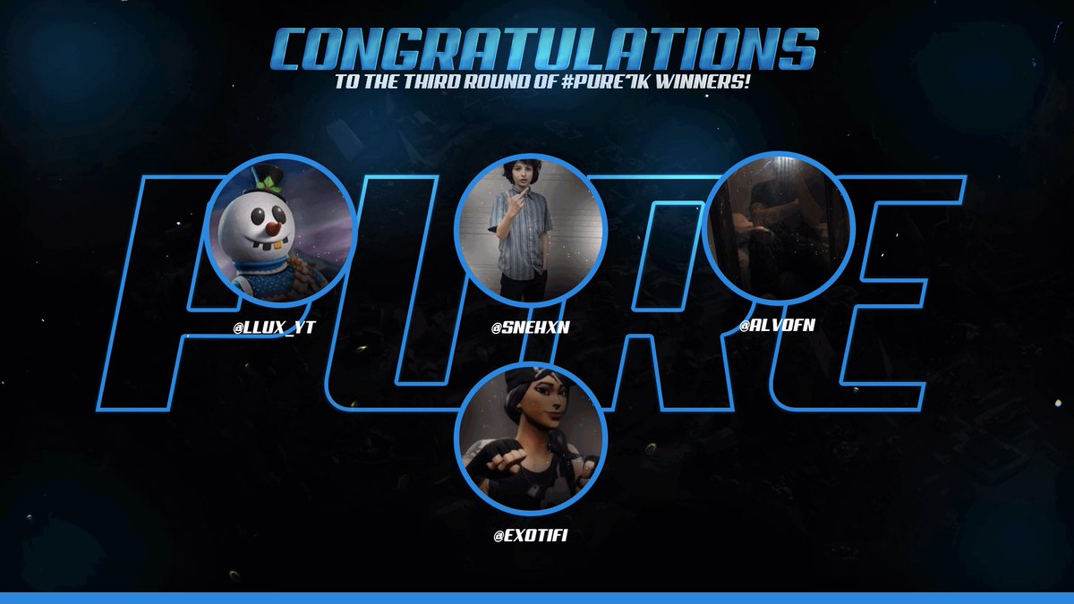 ThePureHQ's tweet photo. Welcome our 3rd round recruits of #Pure7K
- @Llux_Yt
- @snehxn
- @AlvoFN
- @Exotifi
One more round to go! Who deserves a spot? https://t.co/eXrmgXEIGF