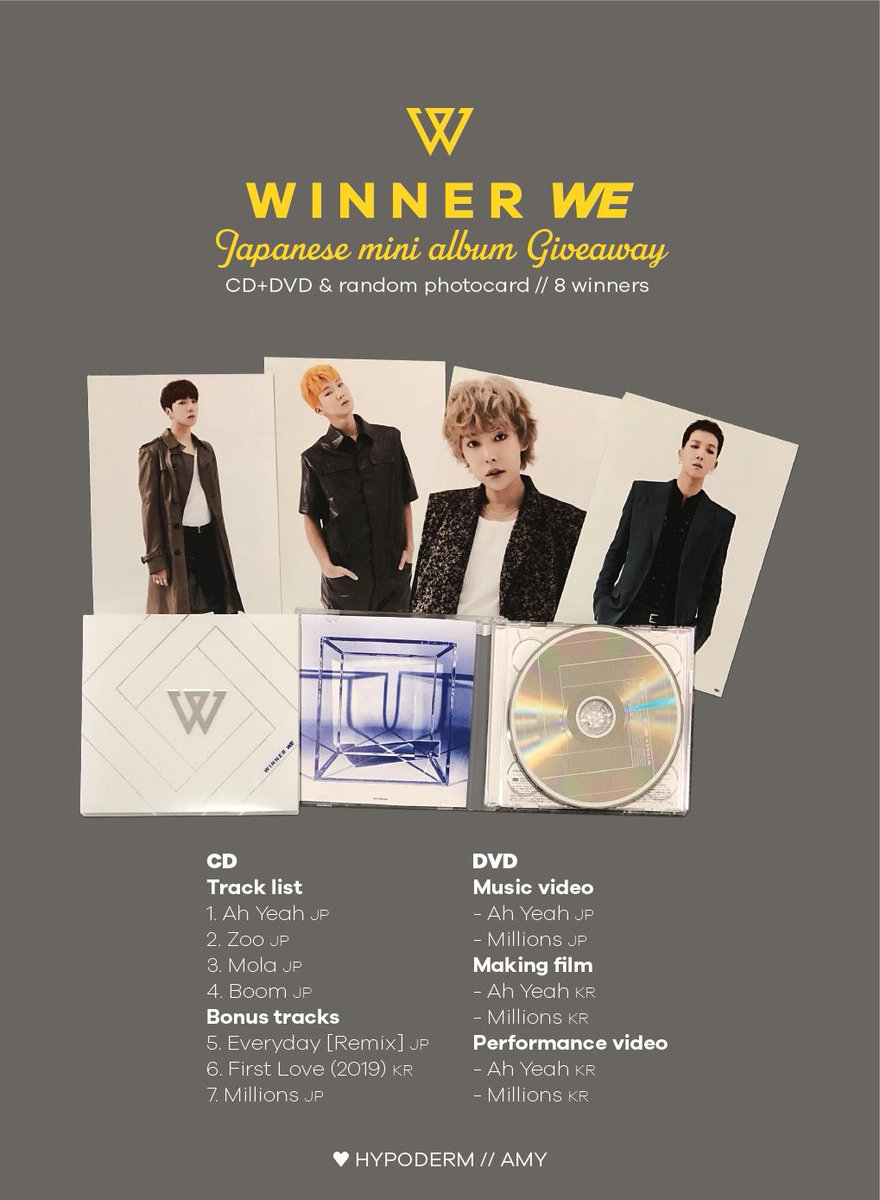 Amy 에이미 We Ga I M Giving Away 8 Cd Dvd Copies Of Winner S Japanese We Album Random Photocard To Enter Follow Rt Reply With Your Favorite Song From Amy 에이미 We Ga I M Giving Away 8 Cd Dvd Copies Of Winner S Japanese We Album Random Photocard To Enter Follow Rt Reply With Your Favorite Song From