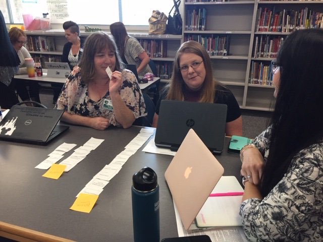 CoordinatorAmy's tweet photo. I promise we were super focused even though I have a mischievous look on my face during our BetterLesson PD today #FSUSD #premieradmin https://t.co/nt9Fd0w1M6
