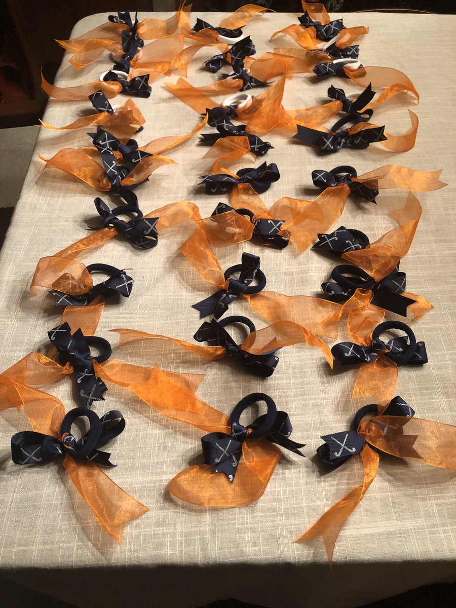 SAScheick's tweet photo. Field Hockey 🏑 bows are ready to go for another season! Go Monarchs!🧡💙 @TrinityHallNJ @TH__Monarchs https://t.co/Uiyjgvjemm