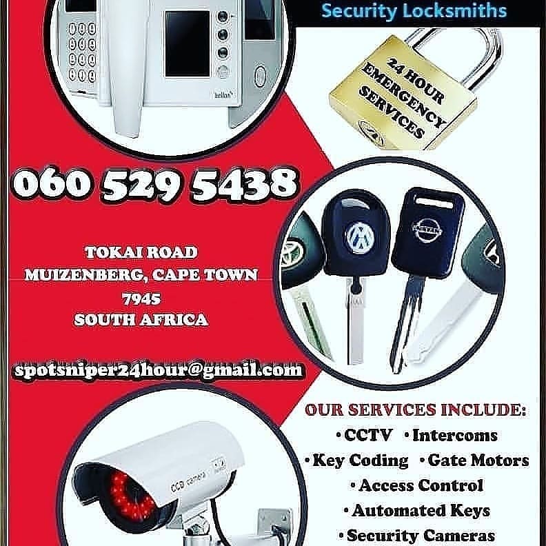 SpotsniperL's tweet image. Emergency locksmiths 24hours 0605295438 spotsniper.co.za ALL AREAS IN CAPE-TOWN  Are you in need of a LOCKSMITH!??? 😥 Car keys to your car not WORKING?? Are your remotes to your Gates NOT OPENING?? CONTACT US NOW!!!!!!! 0605295438