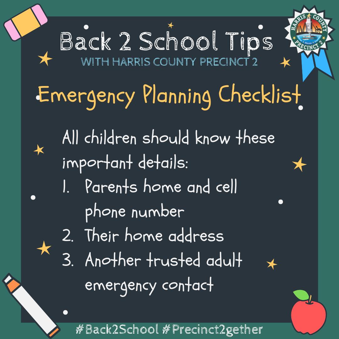 HarrisCoPct2's tweet photo. School bells are ringing and Precinct 2 is heading Back 2 School! Emergency drills aren’t just important for school but for home too. Take out some time for emergency planning to be ready for anything that might come your way. #Back2School #Pct2Educate https://t.co/ApZNQp77rx