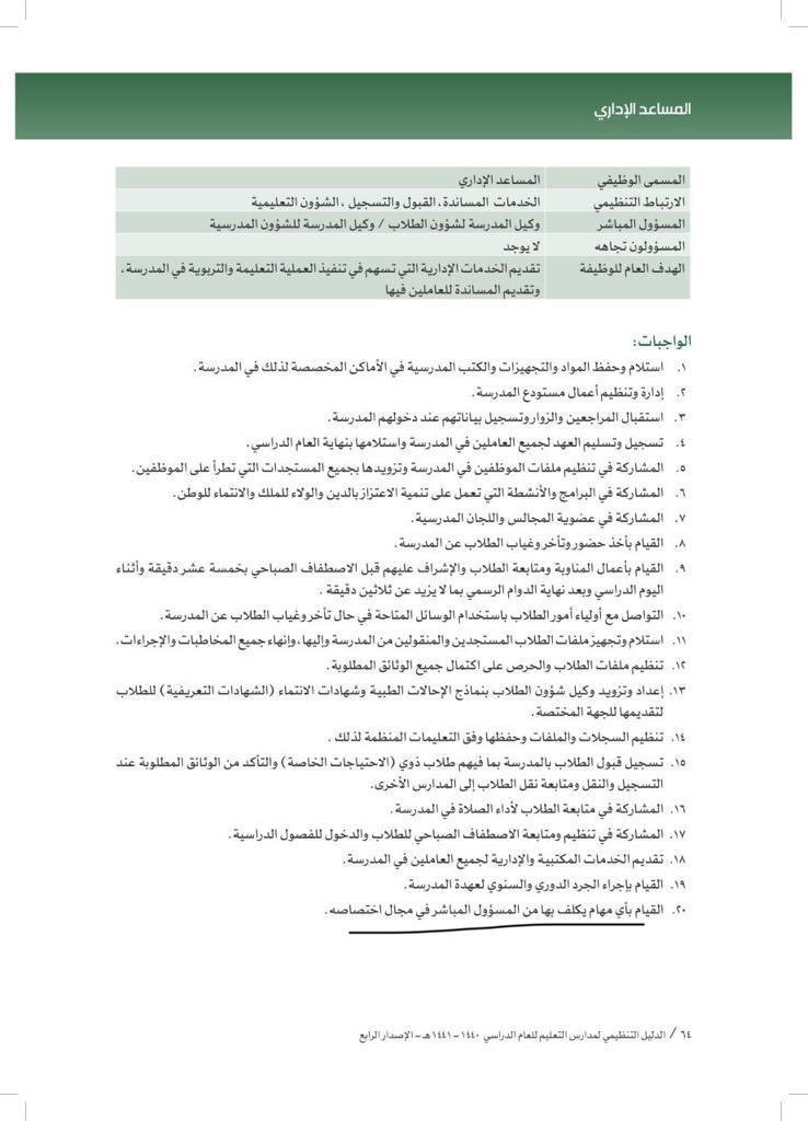 AlshealH's tweet photo. #ظلم_الدليل_الاجرايي_الرابع البند الاخير رقم ٢٠ في الدليل مهام الاداري لا بد ان يحذف لانه السبب الرئيسي في ظلم قائد المدرسه اصبح من خلاله يستغل الاداري  وهذا من سؤء استخدام السلطه للقايده https://t.co/2c2sEy9NGe