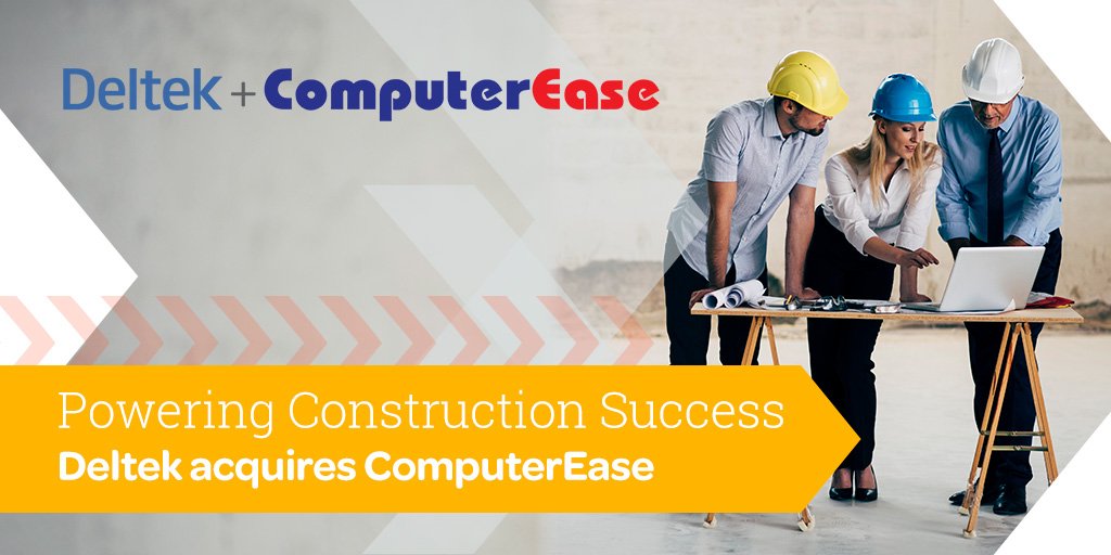 It’s official! <a href="/Deltek/">Deltek</a> has acquired <a href="/ComputerEase/">ComputerEase</a>, securing our position as a leading solutions provider for the #construction industry. Together we will power project success by helping contractors become more efficient &amp; profitable. ow.ly/Tzc130pnKfW