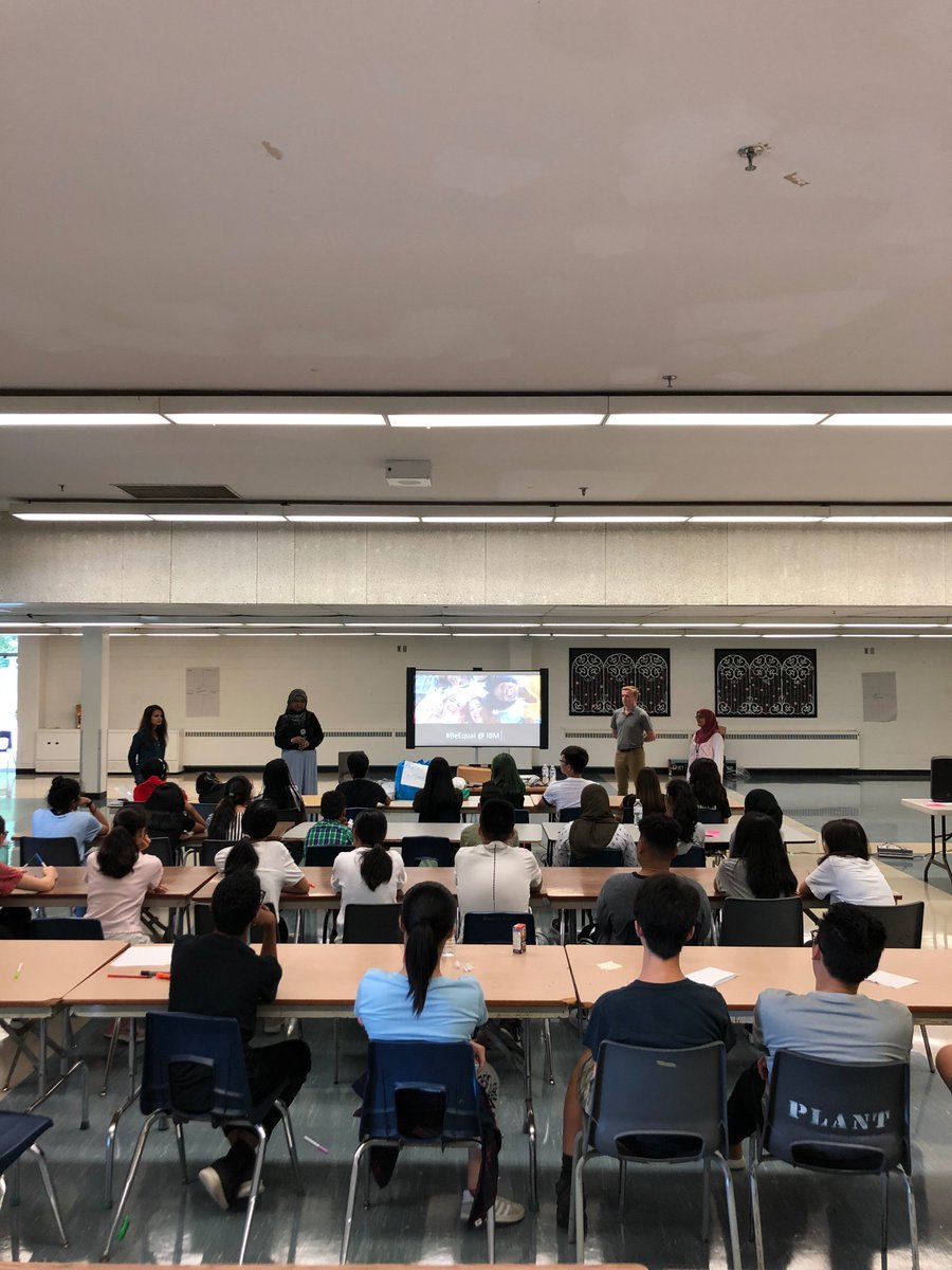 CCSNewcomers's tweet photo. CCS's Newcomer Orientation Week program runs at 4 schools each August to prepare newcomer high school-aged kids for the year ahead.  Pleased to have @inclusiveIBM present to the students today on #UnconsciousBias and #respect. Many thx, @RukhsanaSyed #IBMvolunteers #IBMdiversity https://t.co/UKbi9S3ieT