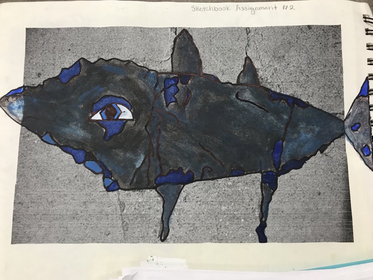 lisacaseyart's tweet photo. Our sketch assignment this week was to take a sidewalk crack and use the lines and shapes given to create an image. I am always impressed by my kids #cobbartrocks #wheelerart #learningtolook https://t.co/kEjblkSXLH