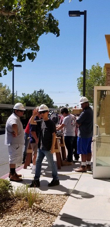 csnACES's tweet photo. Our #youthbuild at #chicanosporlacausa #cplc in #northlasvegas have begun their #construction training #CSNALLP partners with CPLC to  provide #GED #HSE classes while students also learn a trade! We are so proud of our students here. https://t.co/6kpvTr0xoe
