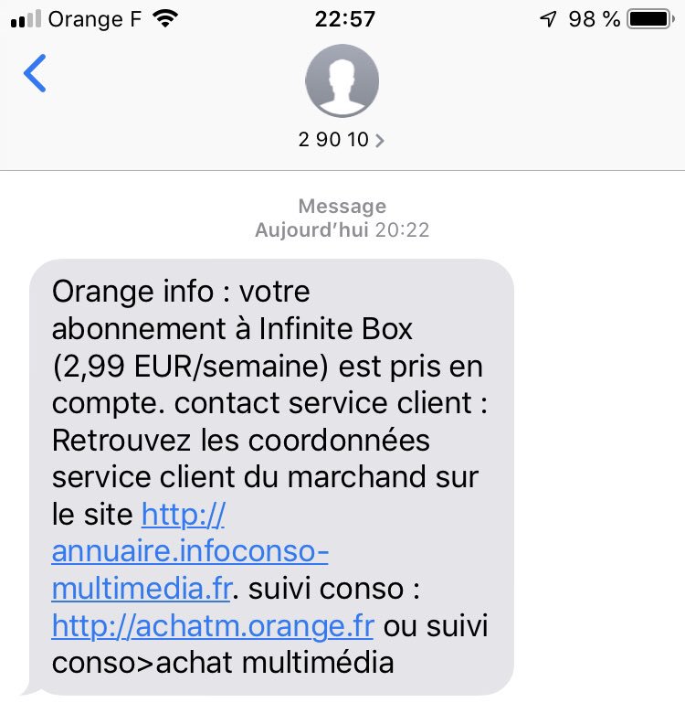 mils's tweet photo. Hey @Sosh_fr,  j’ai reçu ce sms or je n’ai jamais contracté ce service. J’ai vu qu’il s’agit d’une arnaque pouvez-vous m’aider à annuler et porter plainte? Merci https://t.co/z4e0FVwqt0