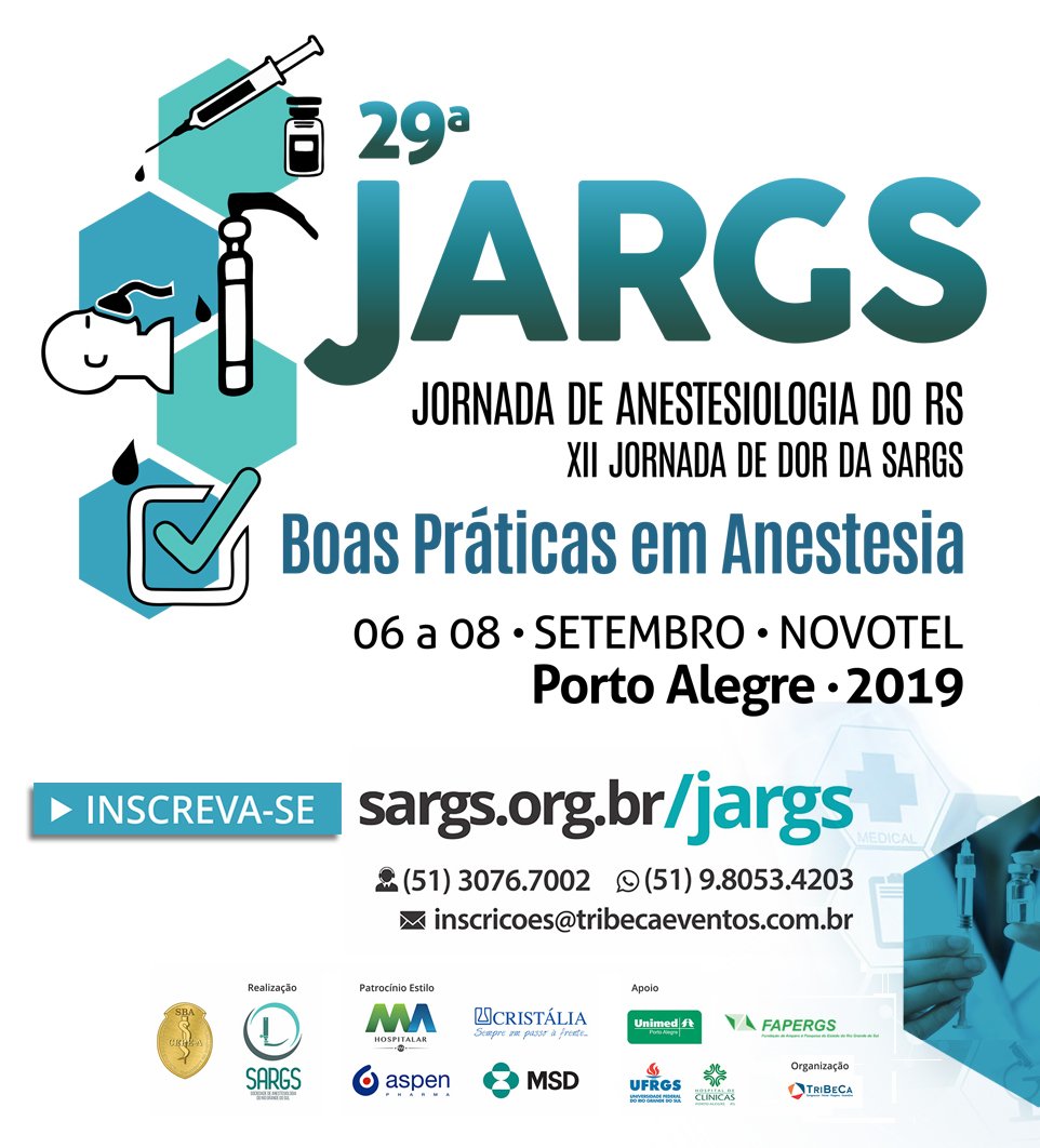 SbaSociedade's tweet photo. Está chegando o dia da Jornada de Anestesiologia do Rio Grande do Sul. Já garantiu a sua vaga? Aproveite as melhores condições até o dia 30 de agosto. Inscrições em https://t.co/BRjrdWmKOM
#sba #sargs #jargs #jornada #educaçãocontinuada #anestesiologia #anestesia #cepea https://t.co/q0AT15CSsD
