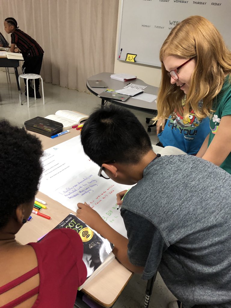 MelissaTamargo's tweet photo. Students working together to find theme in chapter 3 of Night of the Spadefoot Toads #sunrayscores #sunraysoars https://t.co/srYZw2dwmX