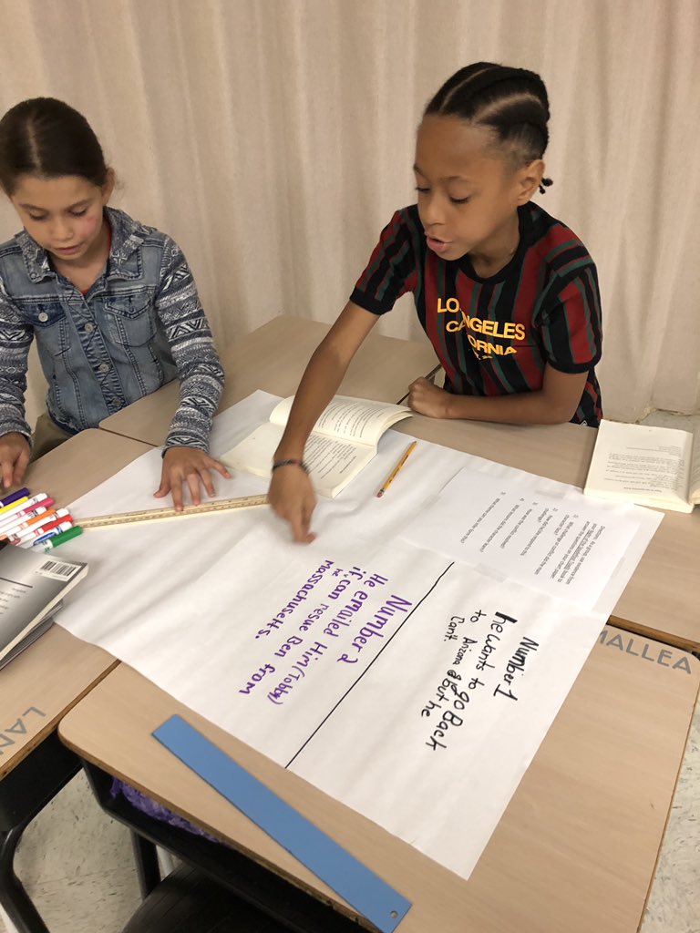 MelissaTamargo's tweet photo. Students working together to find theme in chapter 3 of Night of the Spadefoot Toads #sunrayscores #sunraysoars https://t.co/srYZw2dwmX