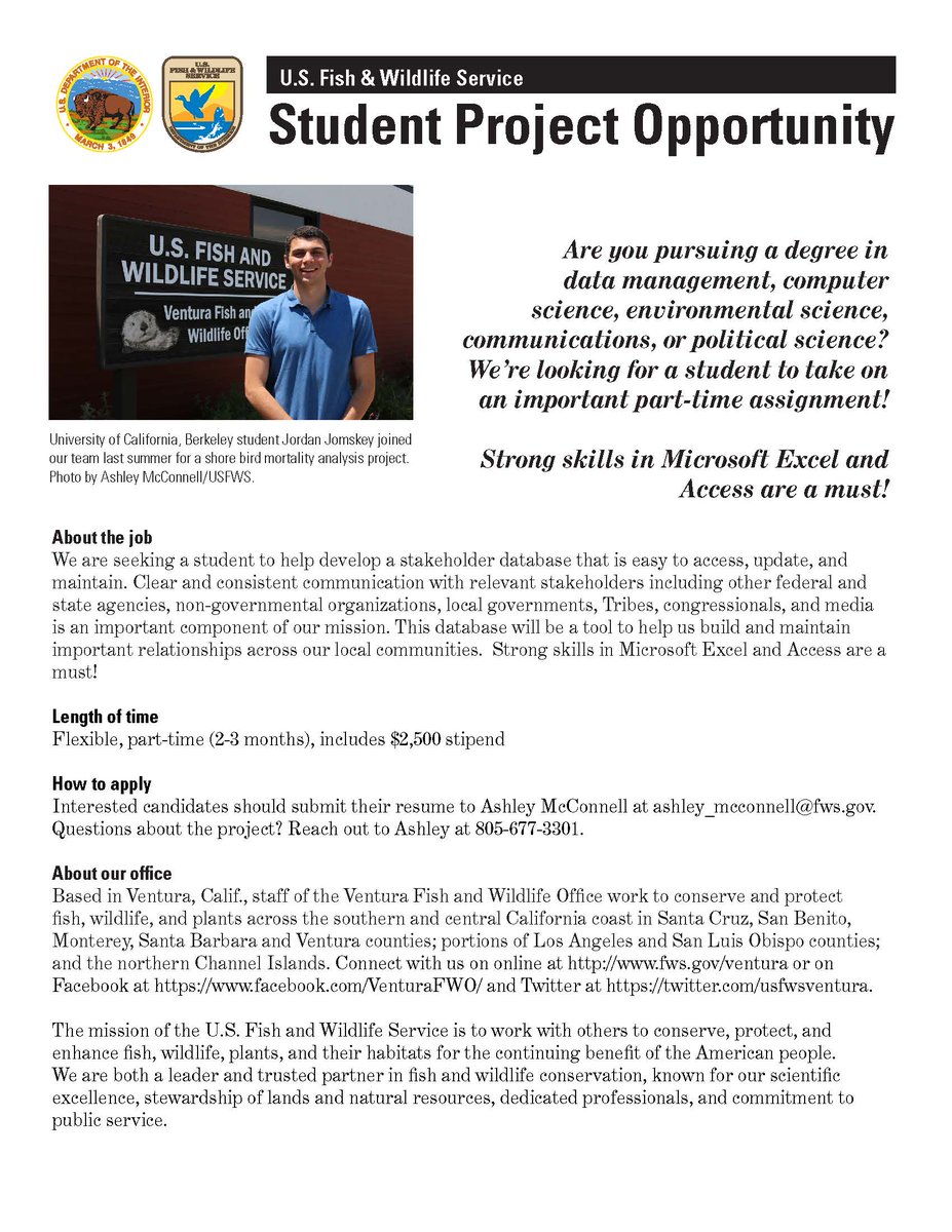 STUDENT OPPORTUNITY:
Know a student pursuing a degree in data management, computer science, environmental science, communications, or political science? We’re looking for a college student to take on an important part-time assignment!

*See flyer for details.