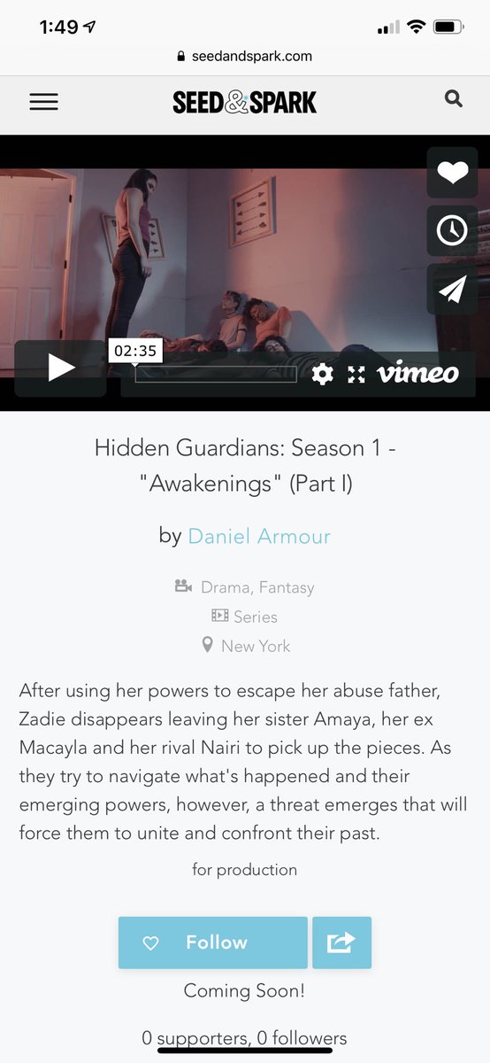 DanielArmour1's tweet photo. The @seedandspark campaign for my web series @hgwebseries launches Next Monday August 26 at 8 pm (EST). Been carrying this labor of love for while. It’s about time it comes out! #Filmmaking #Webseries #FilmTwitter #urbanfantasy #lgbtq #superhero https://t.co/o979KvGvdn