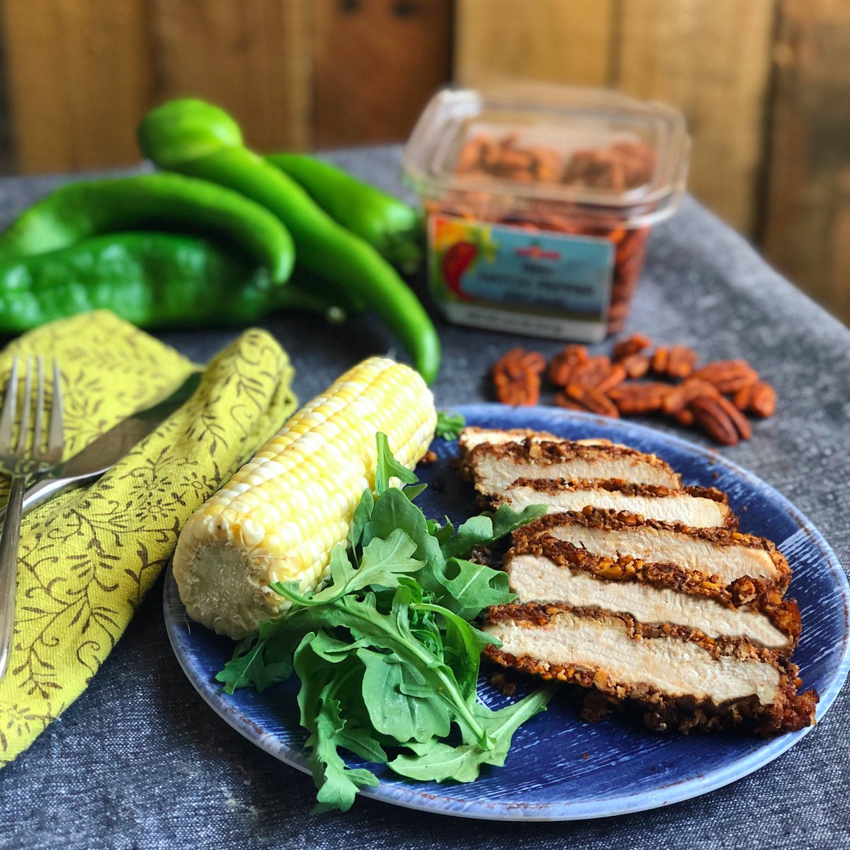 JollyTomato's tweet photo. Easy weeknight meal for #HatchChile season - this Hatch Chile Pecan-Crusted Chicken using red pepper pecans from @MelissasProduce #HatchMatch https://t.co/Lcg9NN9ZMJ https://t.co/9gVToaKLBC