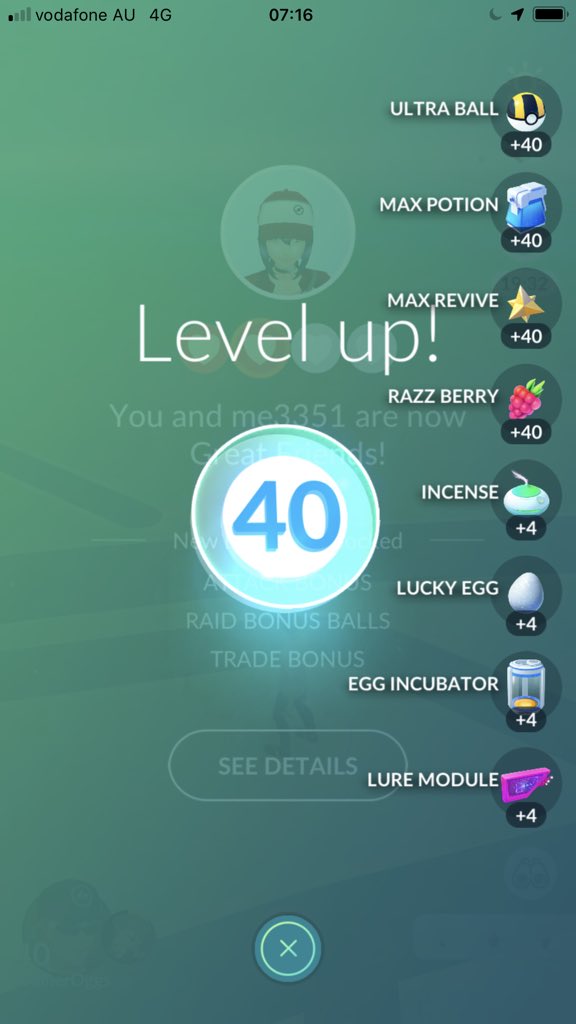 OggsTrainer's tweet photo. At last clinching level 40 in #PokemonGo with a little help from my friends 👫.
Keep on grinding! https://t.co/HAilaHp2Xs